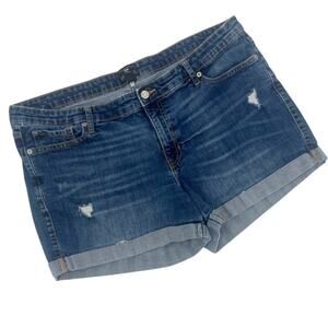 GAP Sexy Boyfriend Jean Womens Shorts Sz 16/33 Distressed Cuffed Relaxed Preppy